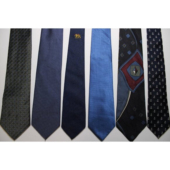 Lot of 6 Blue Neckties Hilfiger Klein Prince Consort Wang Bugatti Ralph Lauren - Picture 1 of 9
